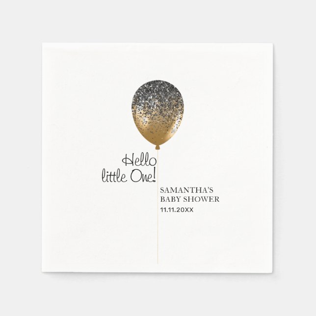 Modern Baby Shower Guld Ballong Pappersservett (Framsidan)