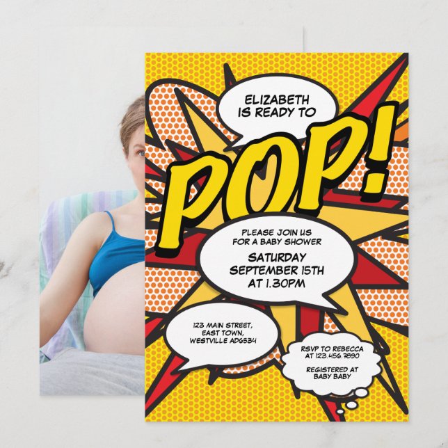 Modern Baby Shower Kul Förberedd Att Spricka Foto Inbjudningar (Fram/baksida)