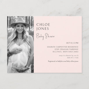Modern Baby Shower Mamma Foto Blush Inbjudan