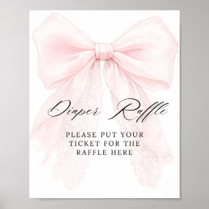 Modern baby shower med rosa rosett för flickor blö poster