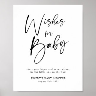 Modern Baby Shower Önskemål för Baby-tecken Poster