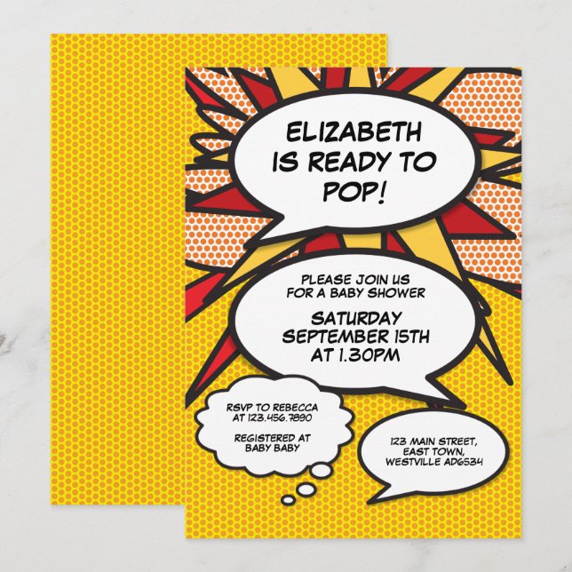 Modern Baby Shower Roligt Tal Bubbla  Inbjudningar (Fram/baksida)
