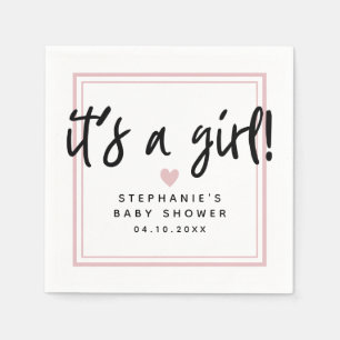 Modern Baby Shower Rosa Det är en flicka Pappersservett