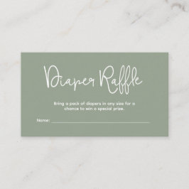 Modern Baby Shower Sage Green Diaper Raffle Tilläggskort