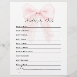 Modern Baby Shower-spel för flicka med rosa band