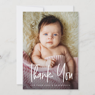 Modern Baby Shower tackkort med eget foto Tack Kort