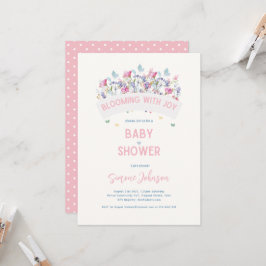 Modern Baby Shower Tema Vilda Blommor Flickor Inbjudningar