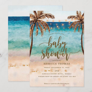 modern baby showerinbjudan för tropisk strand inbjudningar