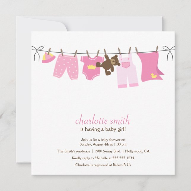 Modern baby showerinbjudan inbjudningar (Framsida)