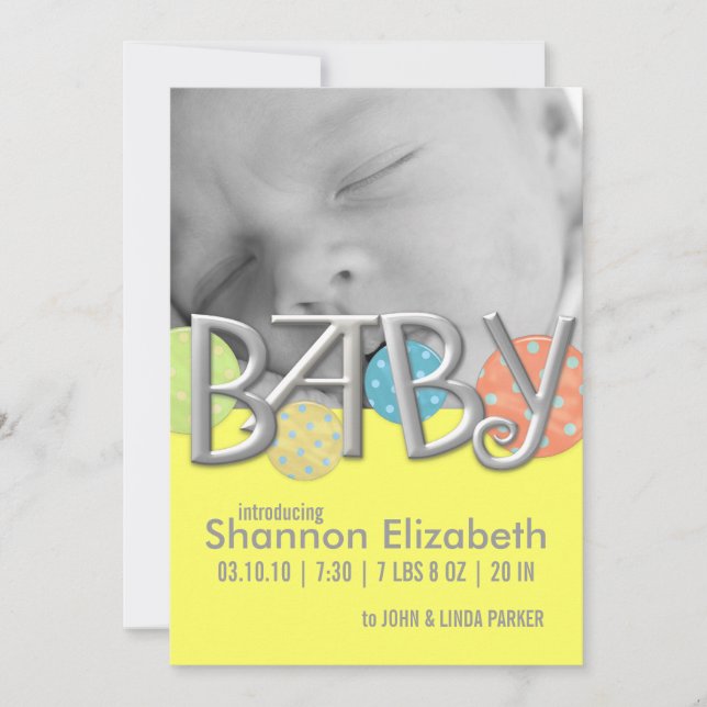 Modern Baby Tillkännagivande för födelse Meddelande (Framsida)