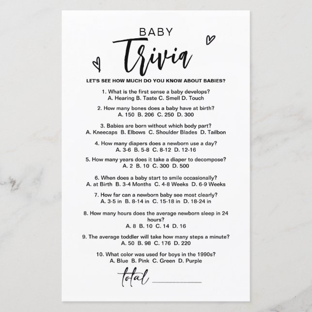 Modern Baby Trivia-spel, babyspel, Baby (Framsida)