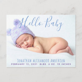 Modern Baby-vykort för foto-födelsemeddelande Meddelande Vykort