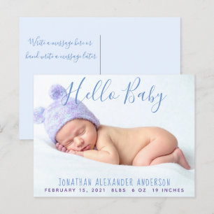 Modern Baby-vykort för foto-födelsemeddelande Meddelande Vykort