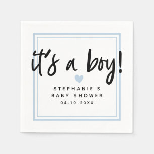 Modern babyblått - det är en pojke pappersservett