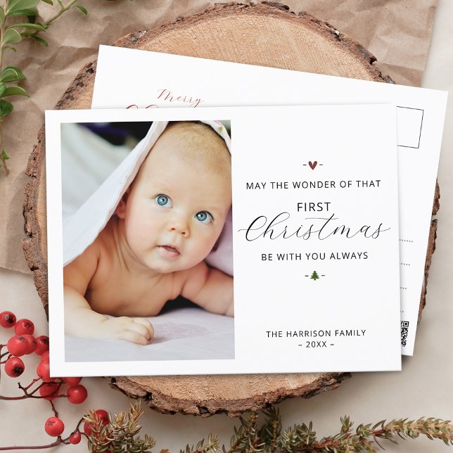 Modern Baby's Första Jul Foto Helg Vykort (Skapare uppladdad)