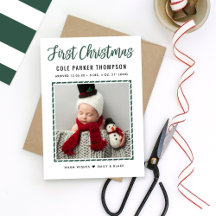 Modern Babys Första julafton Grönt Rand Photo