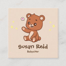 Modern babysittande verksamhet | Cute Bear Fyrkantigt Visitkort