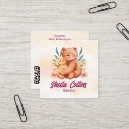 Modern babysittande verksamhet | Nanny Bear Fyrkantigt Visitkort