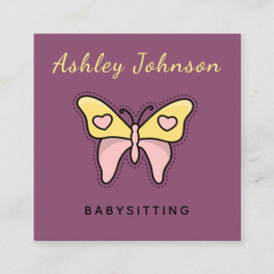 Modern Babysittservice Butterfly Social Media Fyrkantigt Visitkort