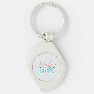 Modern babystövel för Nyckelringen Baby Kärlek Swirl Silverfärgad Nyckelring