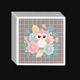 Modern babystövel för Rosa Uggla Blommigt och rutn Pappersservett