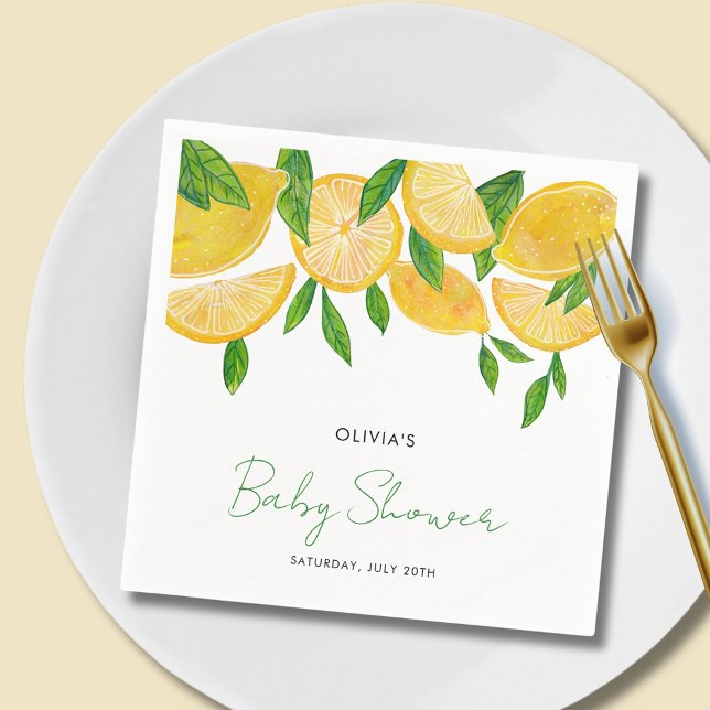 Modern babystövel i lyron pappersservett (Lemon Baby Shower Collection Paper Napkin)