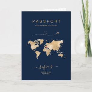 Modern babyvisningsprogram för målpasset World Map Inbjudan
