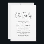 Modern babyvisningsprogram för Rustic Elegant Inbjudningar<br><div class="desc">Modern kallduschinbjudan för svarta och vita barn med en enkel design med "Oh Baby" i ett stil-skript,  typografi. Denna elegant könsneutrala inbjudan med minimalistisk layout är underbar oavsett om du har en pojke eller en flicka.</div>