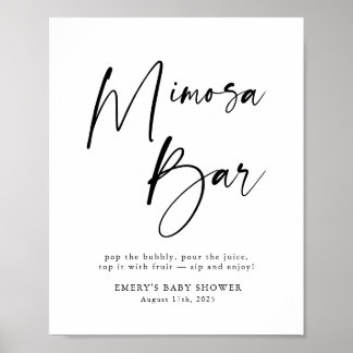 Modern babyvisningsskylt Mimosa Pub-tecken Poster