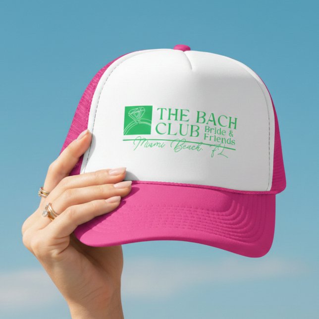Modern Bach Club Rosa Möhippa Keps (Modern Bach Club Pink Bachelorette Trucker Hat)