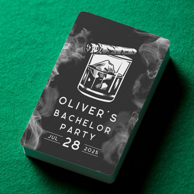 Modern Bachelor Party Cigars och Whiskey Svart  Casinokort (Skapare uppladdad)
