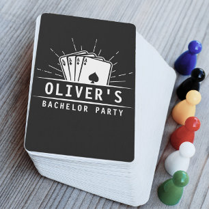 Modern Bachelor Party Grooms Namn Casino Svart Casinokort