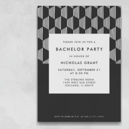 Modern Bachelor Party Minimal Black and White Inbjudningar