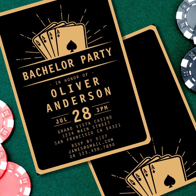 Modern Bachelor Party Poker-uppspelningskortkasino Inbjudningar (Skapare uppladdad)