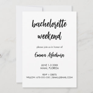 Modern Bachelorette Helg Itinerary Inbjudningar