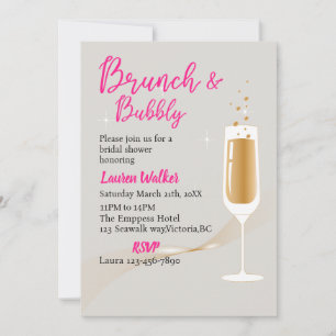 Modern bachelorette Party brunch and bubLY,grått, Inbjudningar
