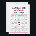 Modern Bachelorette Photo Scavenger Hunt Game Card Inbjudningar<br><div class="desc">Höj din bachelorette-fest med en aning modern sofistikering med vår Rosa och svart information Bachelorette Photo Scavenger Hunt Game Card! Anpassade enkelt för en personlig.</div>