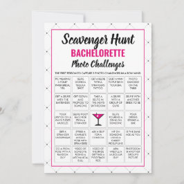 Modern Bachelorette Photo Scavenger Hunt Game Card Inbjudningar