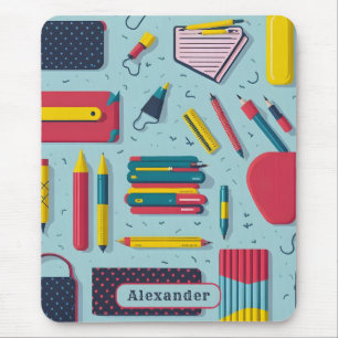 Modern Back to school försörjer Mönster Namn Musmatta