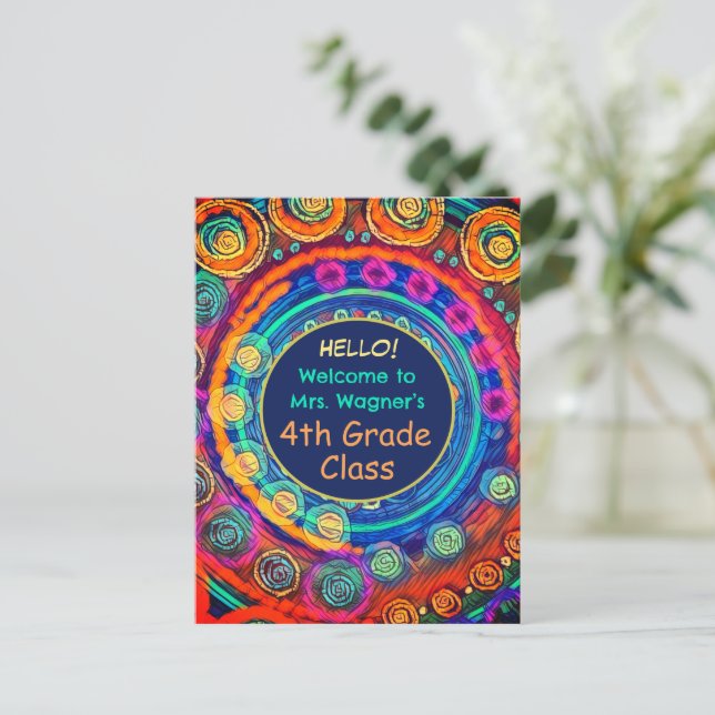 Modern Back to school Lacher Namn-klass färgstark Vykort (Stående Fram)