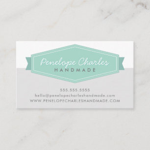 MODERN BADGE LOGOTYP retro pastel mint medium gråt Visitkort