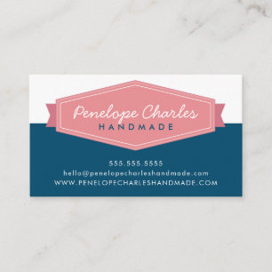 MODERN BADGE LOGOTYP rosa mörk blått Visitkort