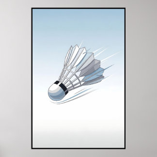Modern Badminton Shuttlecock Mid Flight Art Poster