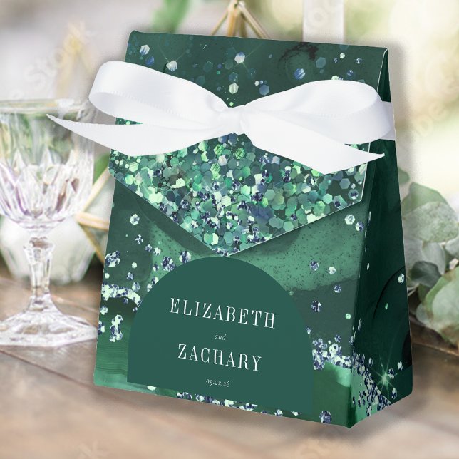 Modern Båg Smaragdgrön Agat Glitter Presentaskar (Skapare uppladdad)