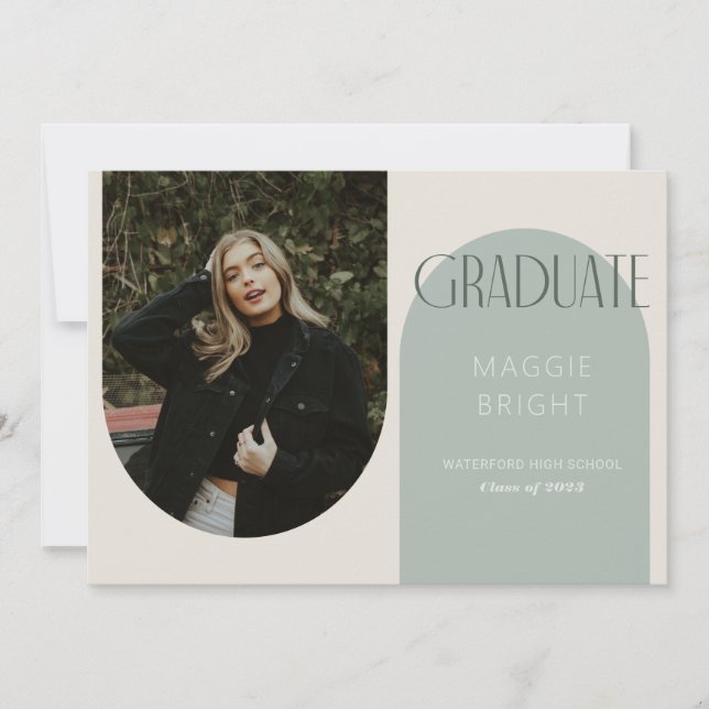 Modern båge boho examen annons öppen hus inbjudningar (Framsida)