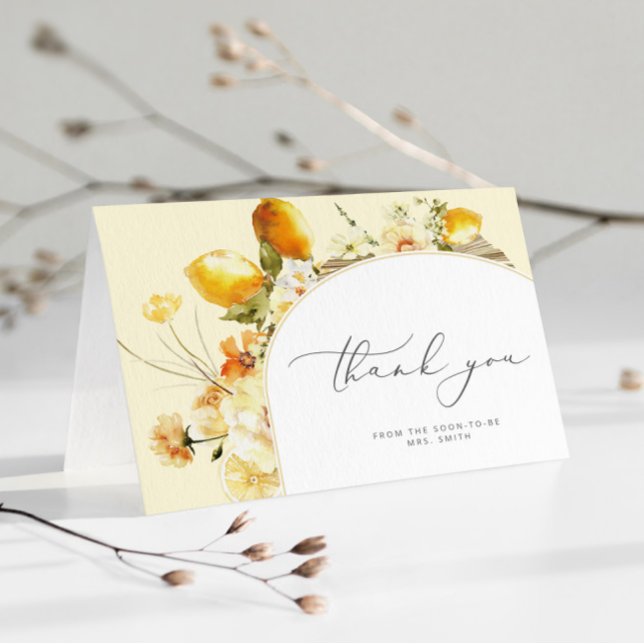 Modern båge citron bröllopsfest tack kort (Skapare uppladdad)