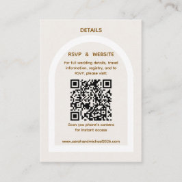 Modern båge & guld glitter QR-kod RSVP-information Tilläggskort