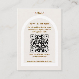 Modern båge & guld glitter QR-kod RSVP-information Tilläggskort