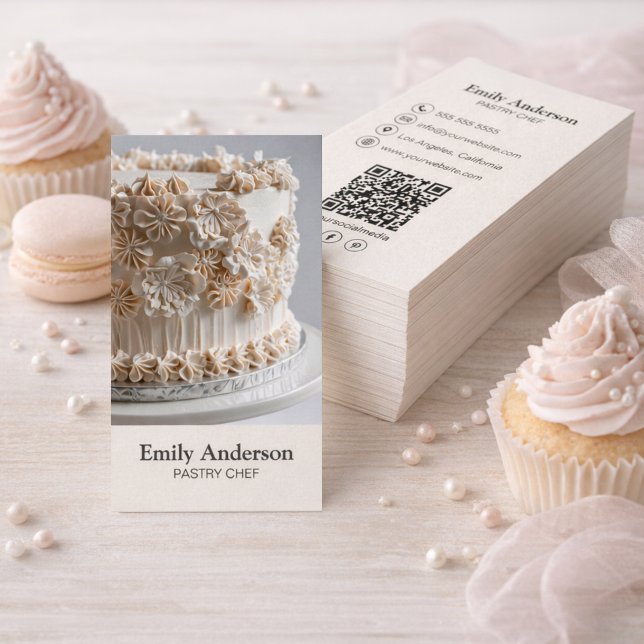Modern bagerichef visitkort (Modern Bakery Chef Neutral Beige Business Card)