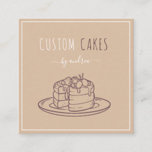 Modern Baker Cake Artist QR Code Social Media Cool Fyrkantigt Visitkort